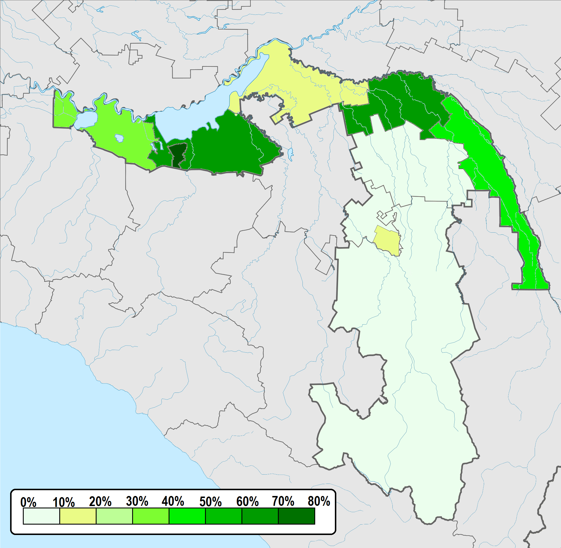 Distribution of Adygeans in Adygea, Russia (2002 census)