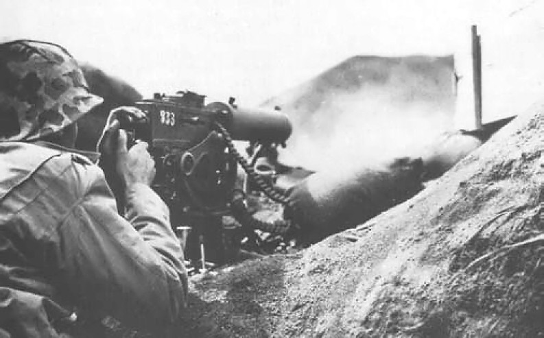 While fighting near El Guettar on March 23, 1942, Villeneuve and Burlazzi operated a Browning M1917 similar to the one shown here (photo taken on Iwo Jima, 1945).