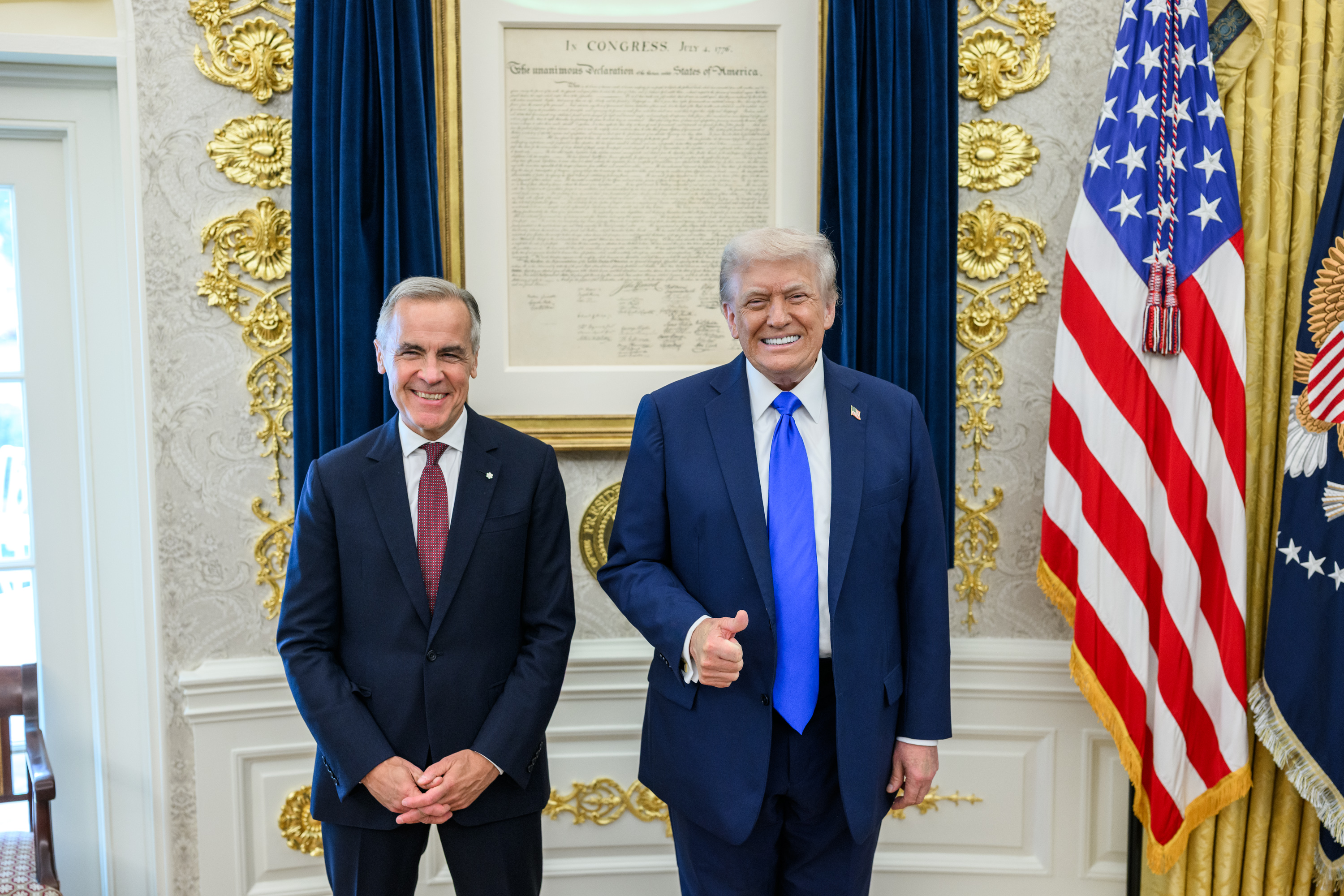 Canadian Prime Minister Mark Carney with U.S. President Donald Trump on October 7, 2025