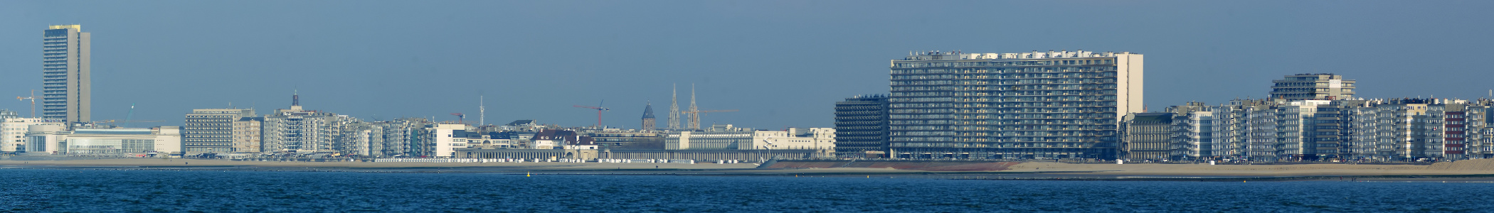 Skyline of Oostende. The Residentie Royal Ascot can be seen in the background at the far right.