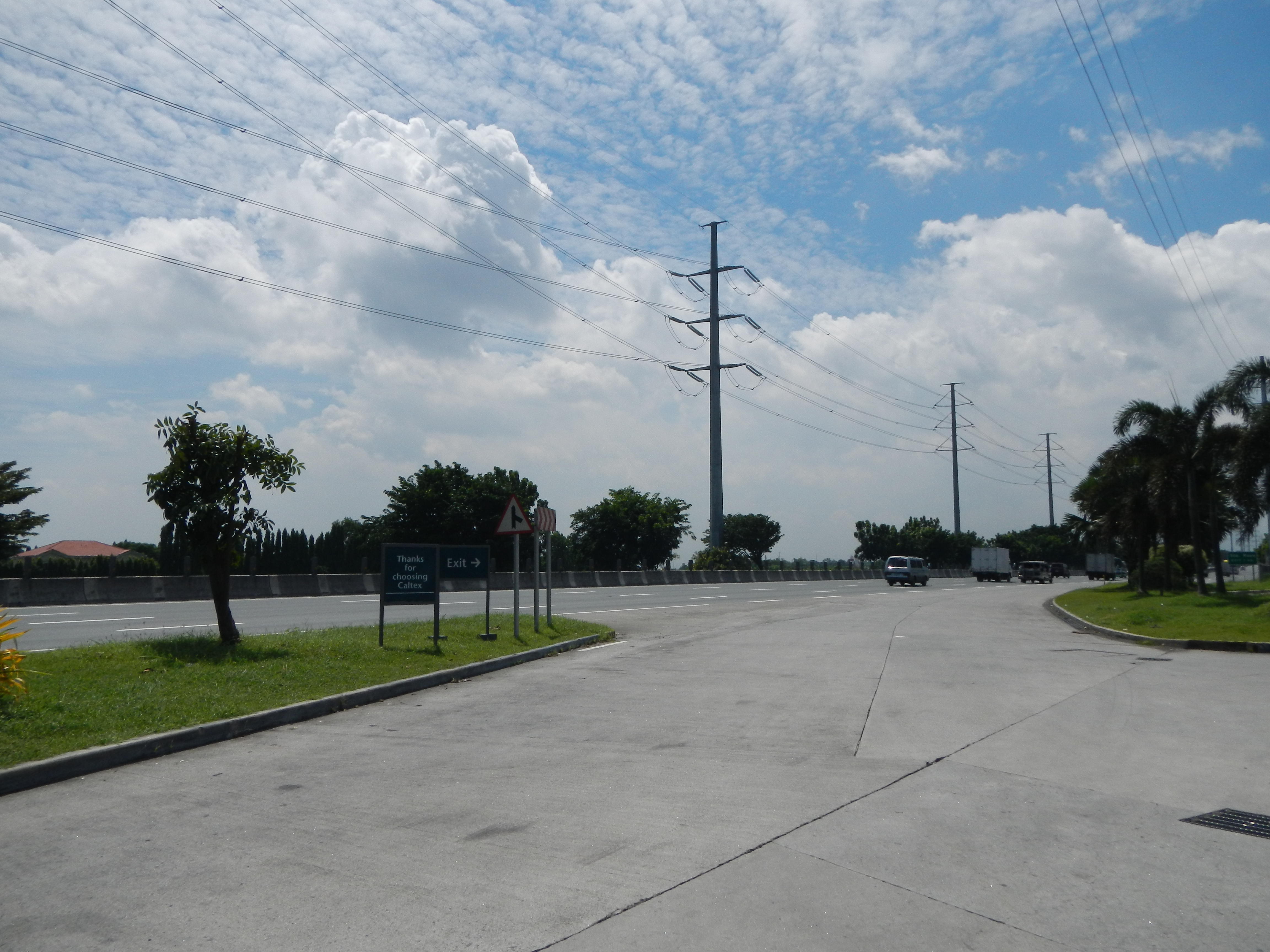 A portion of Bay–Calamba segment of the transmission line, using steel poles, along South Luzon Expressway (SLEX) in Laguna.