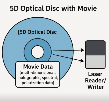 Early Diagram For Movie Storage On 5D Optical Disc Made On July 6th 2025.Developed By Byron Warbrick.