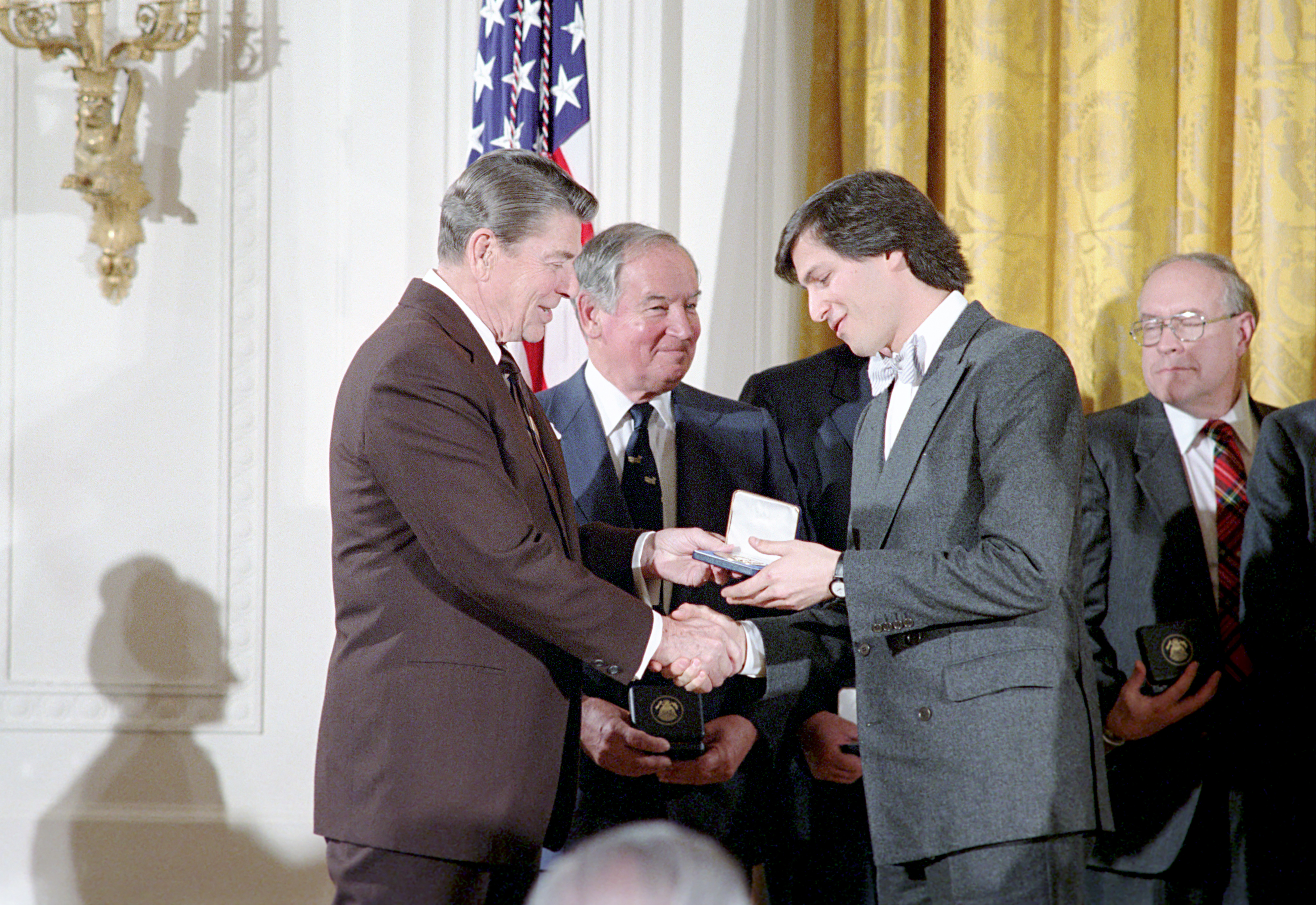Jobs received the National Medal of Technology from President Ronald Reagan in 1985, awarded jointly with Steve Wozniak.