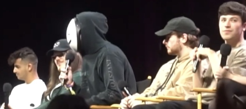 The Dream Team Panel at VidCon 2023 Skeppy, BadBoyHalo, Dream, Sapnap, GeorgeNotFound (left to right)