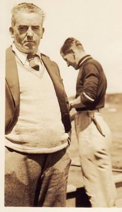 John Osborn Williams, owner of the Labrador Development Company Ltd [facing camera] and Arthur Eric Williams his eldest son.