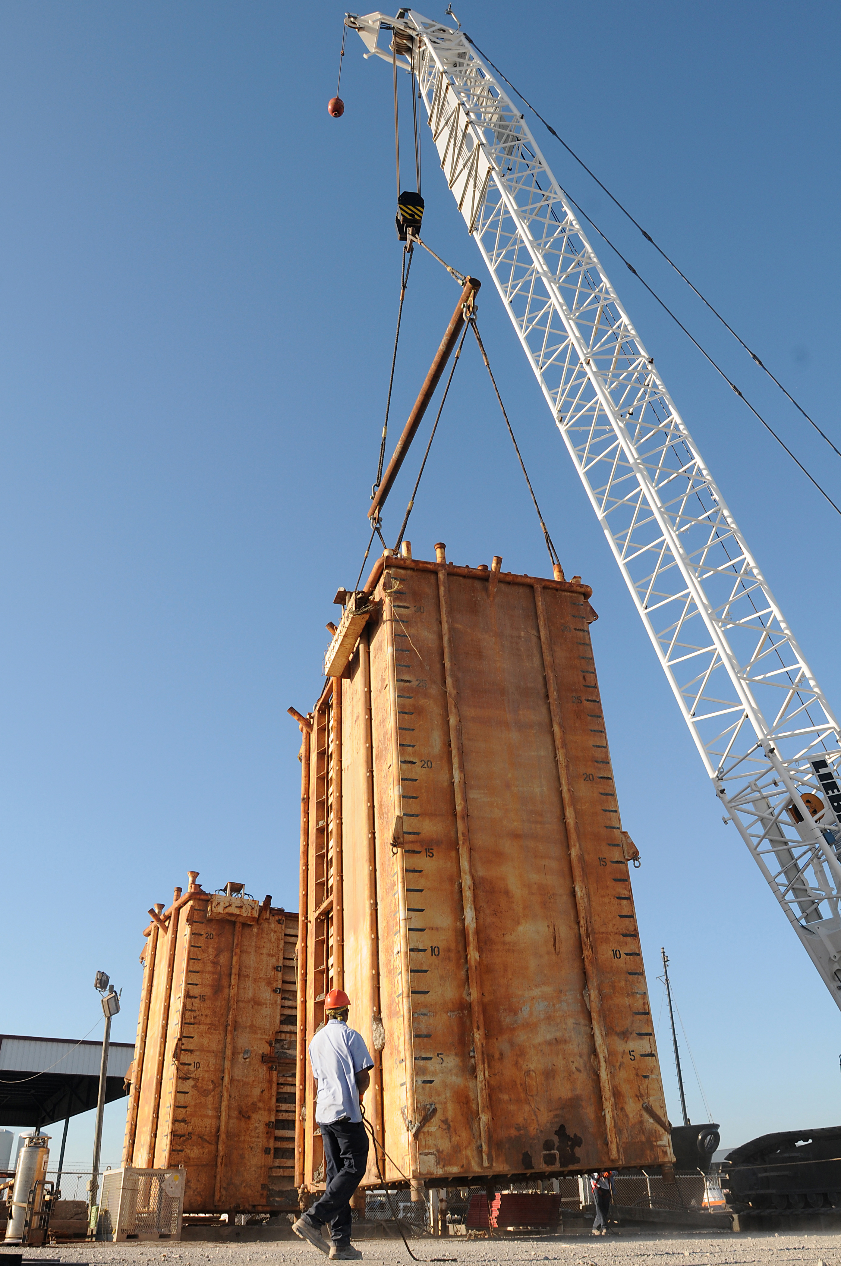Cofferdam containment dome under construction in at Wild Well Control in Port Fourchon, Louisiana on April 26, 2010.