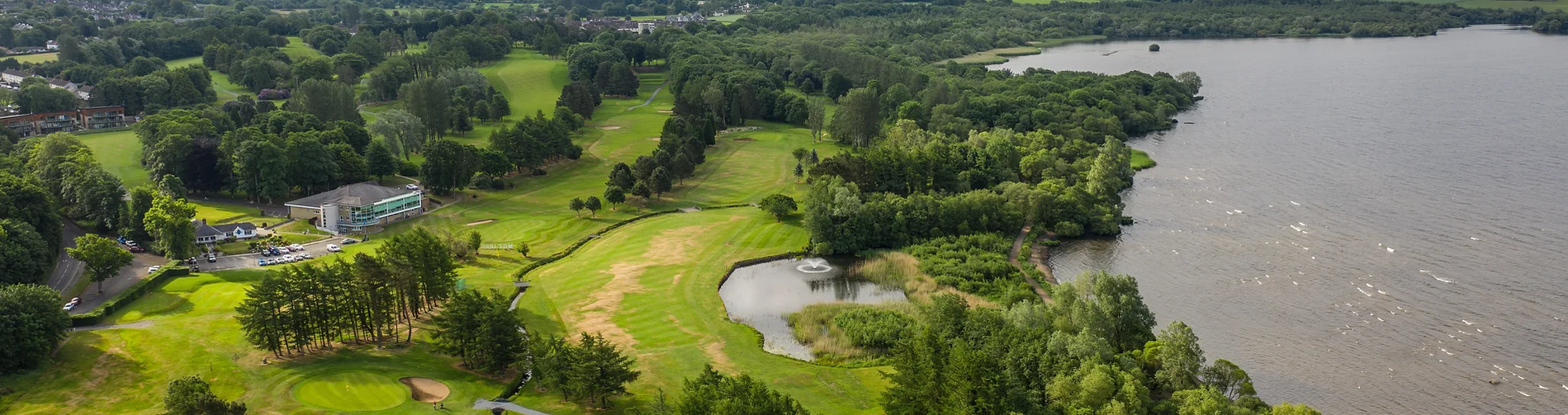 Ariel view of the clubhouse and Lough Neagh