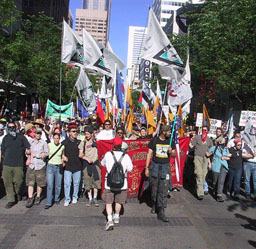 The "snake march," on the morning of June 26, 2002, in Calgary.