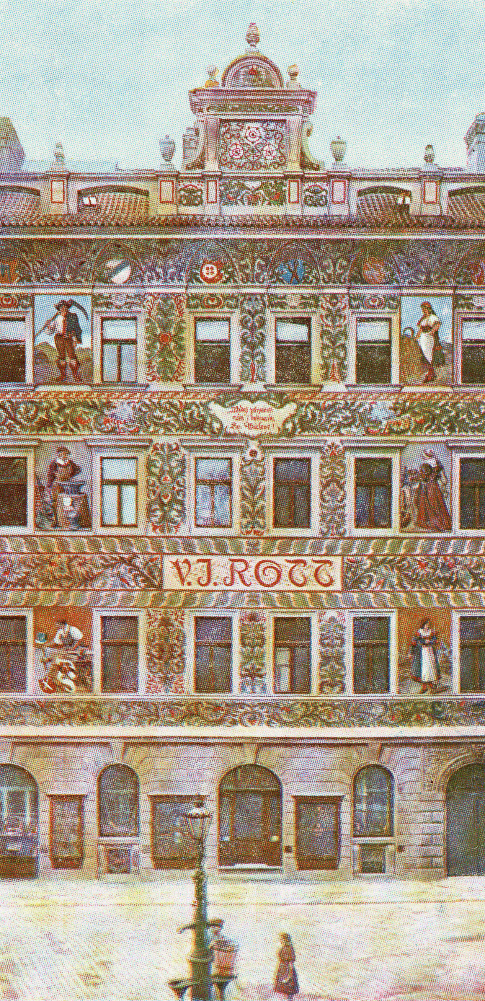  One of the Rott houses in Prague, Malé náměstí (Little Square) with frescos by Mikoláš Aleš.