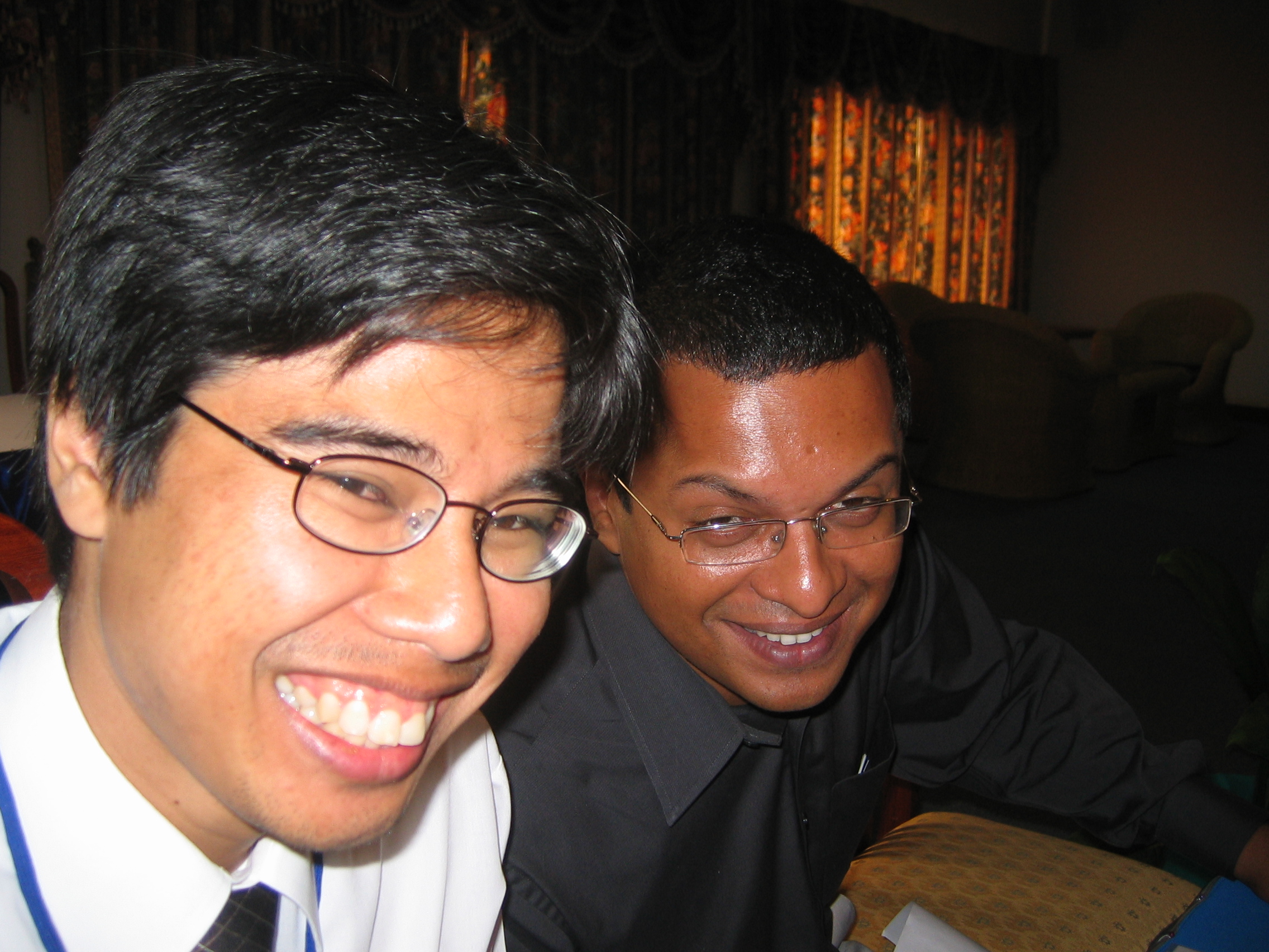 Kharil Yusuf (left) of Malaysia and Sunil Abraham (India), managers of the IOSN. Photographed at FOSSAPII, Cambodia September 2005. Kharil Yusuf (left) of Malaysia and Sunil Abraham (India), managers of the IOSN. Photographed at FOSSAPII, Cambodia September 2005.