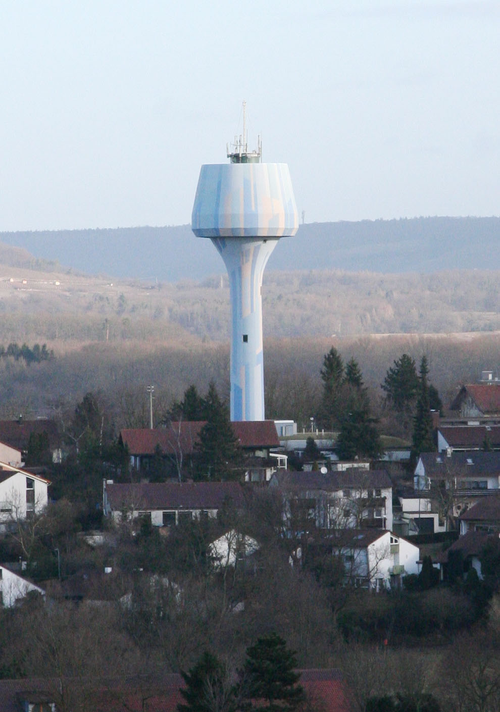 The Mühlacker Water Tower seen from the Mühlacker Transmitter