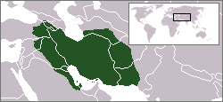 The empire of Parthia, the arch-rival of Rome, at its greatest extent, ca. 60 BC.