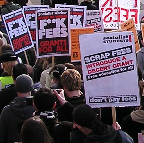 Socialist Students placard on a demonstration against top up fees