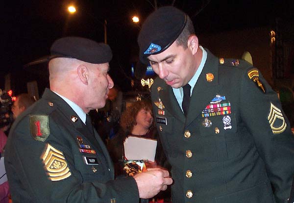 Matt Eversmann (right) talking with SMA Jack Tilley (left)