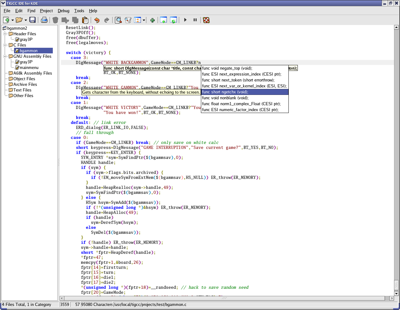 Screenshot of the KTIGCC IDE