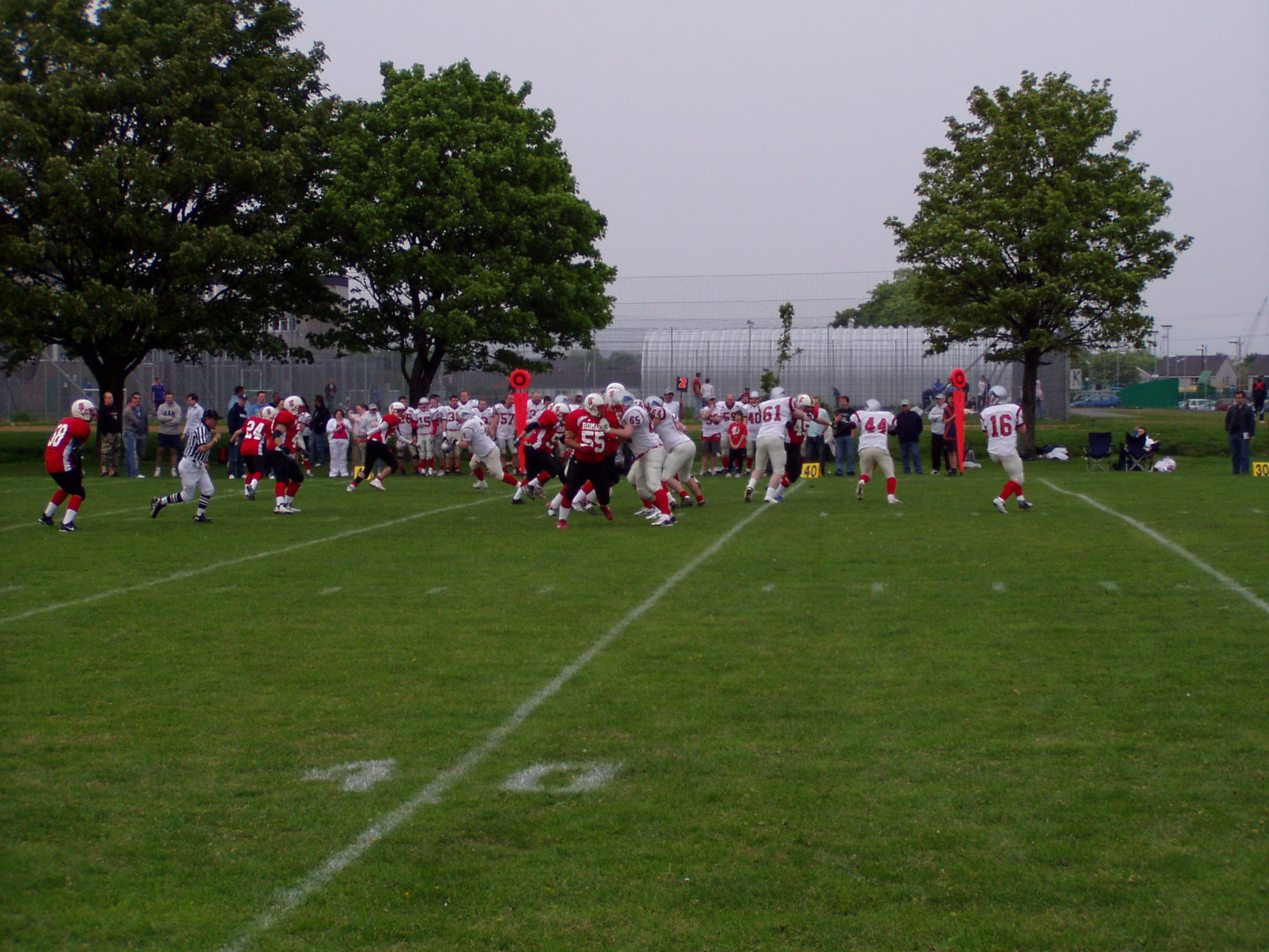The Chester Romans (in red) in action in their first game of the 2007 season against the West Coast Trojans