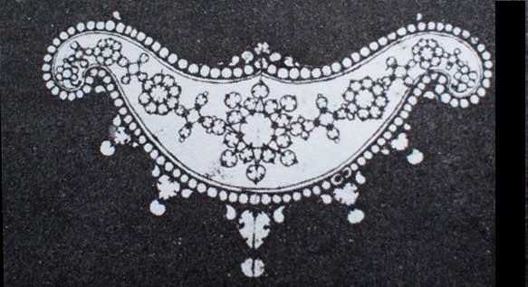 An 18th century Sri Lankan jeweller's work sketch for a jewelled golden forehead plate. An 18th century Sri Lankan jeweller's work sketch for a jewelled golden forehead plate.