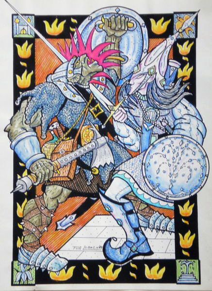 Ecthelion Slays Orcobal illustration by Tom Loback