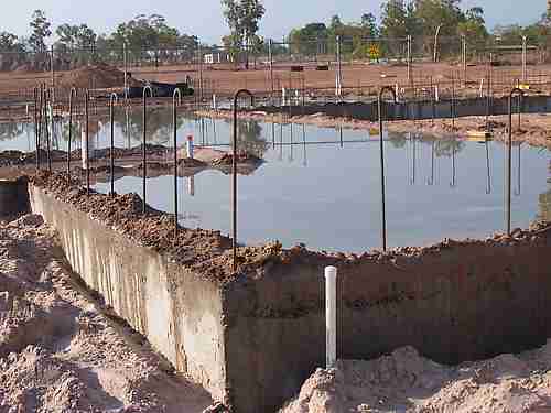 A concrete slab ponded while curing