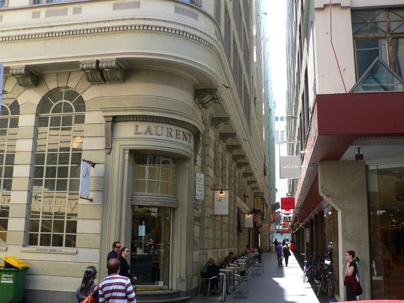 Causeway Lane, looking north from Little Collins, with the former Union Bank on the left