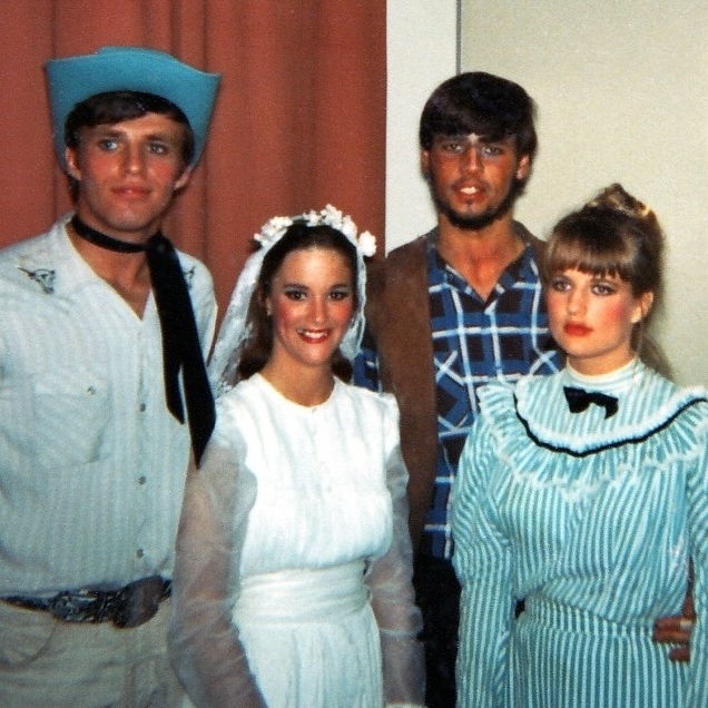 Gordon DeVol (left) with other members of the cast of the 1966 San Mateo Community Theatre production of Oklahoma! including fellow Capuchino High School graduates Joyce Thomas and Jerry Klinger (Robert E. Nylund)
