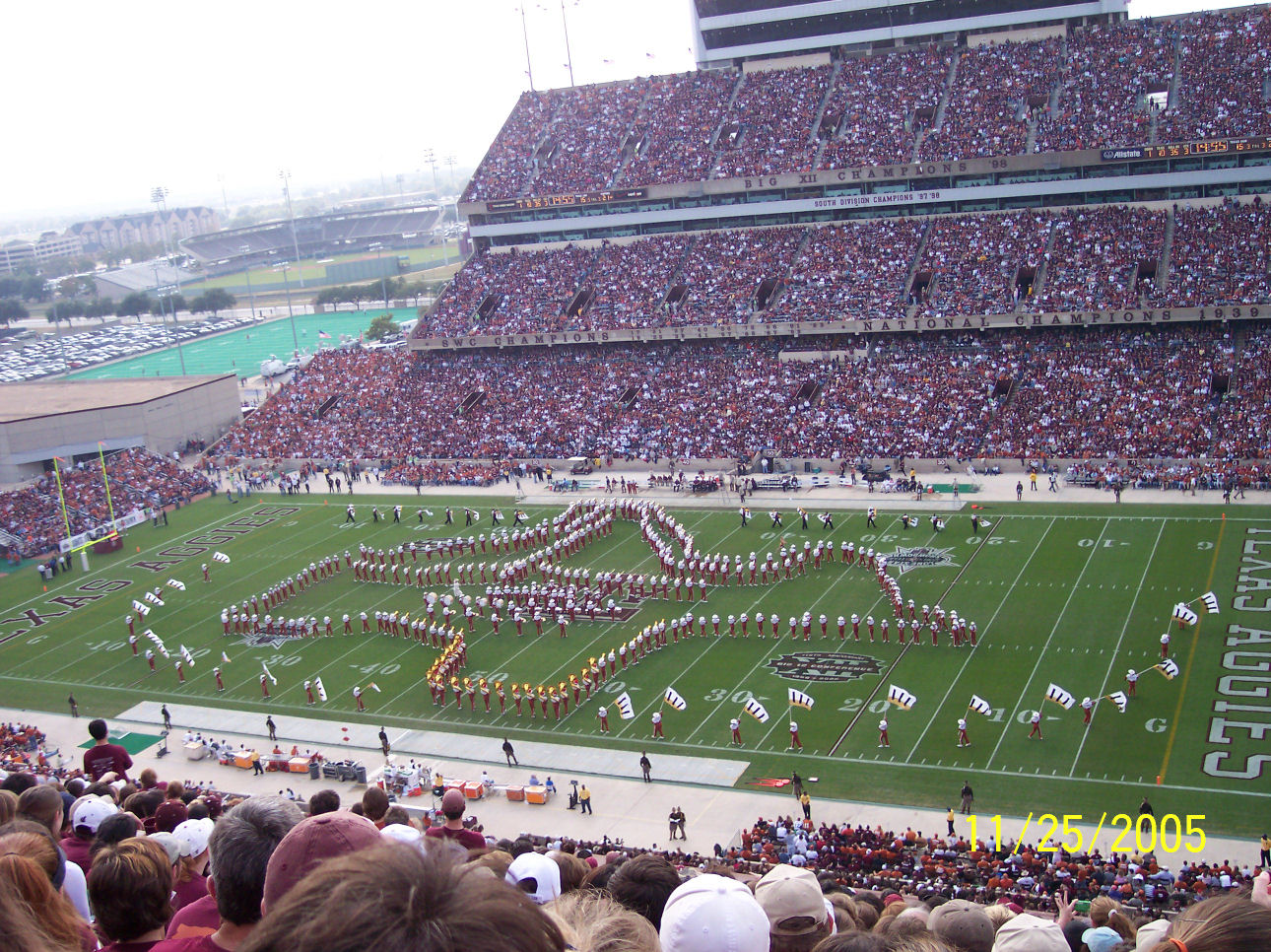 The Longhorn band at halftime