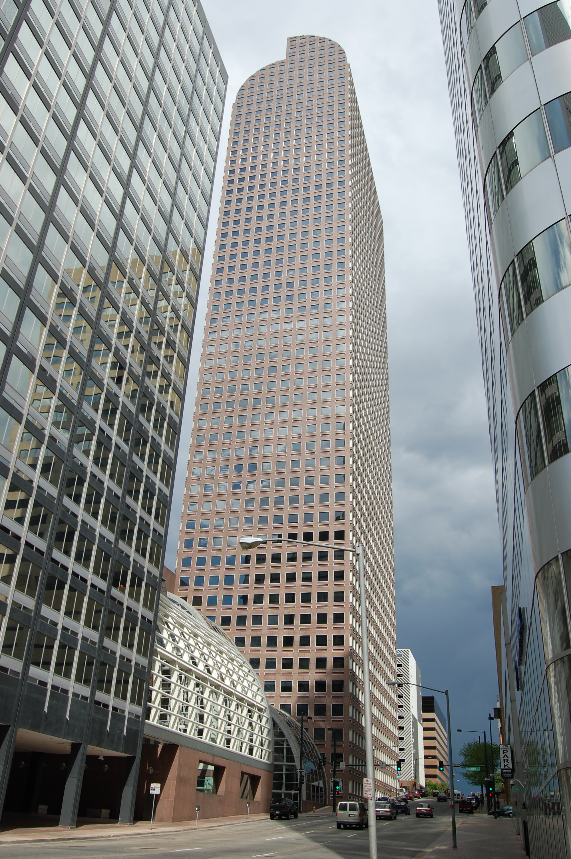 Wells Fargo Center (Denver), Colorado. Known as "Cash Register Building" due to its architecture.
