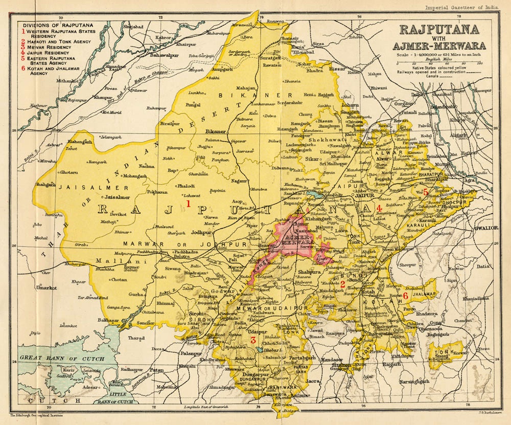 Rajputana Agency and Ajmer-Merwara province, 1909
