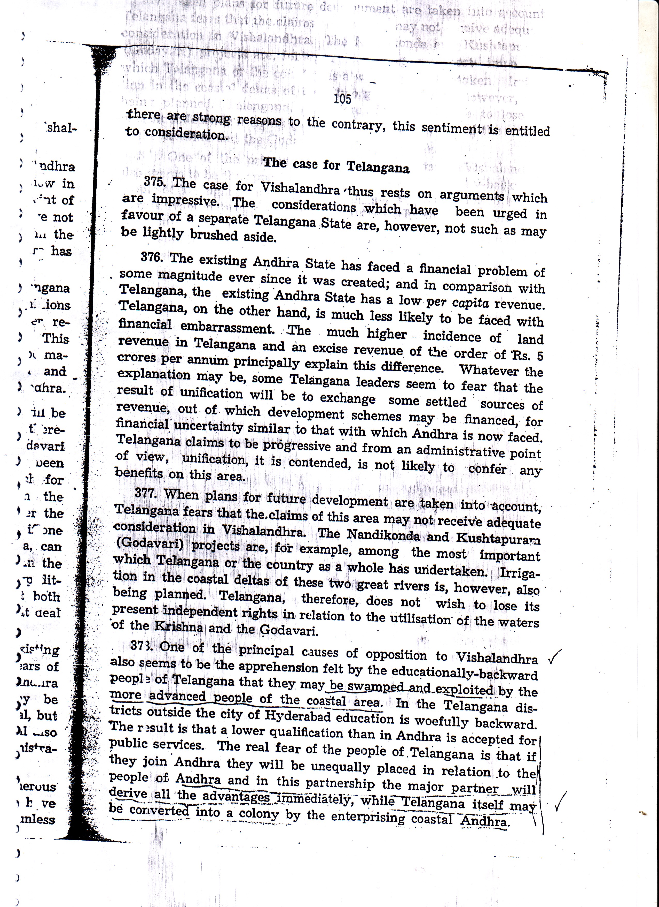 States Reorganisation Commission Para 374 to 378 