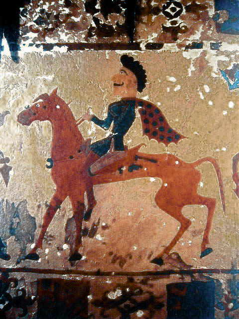 Saka (Scythian) horseman from Pazyryk in Central Asia, c. 300 BC.