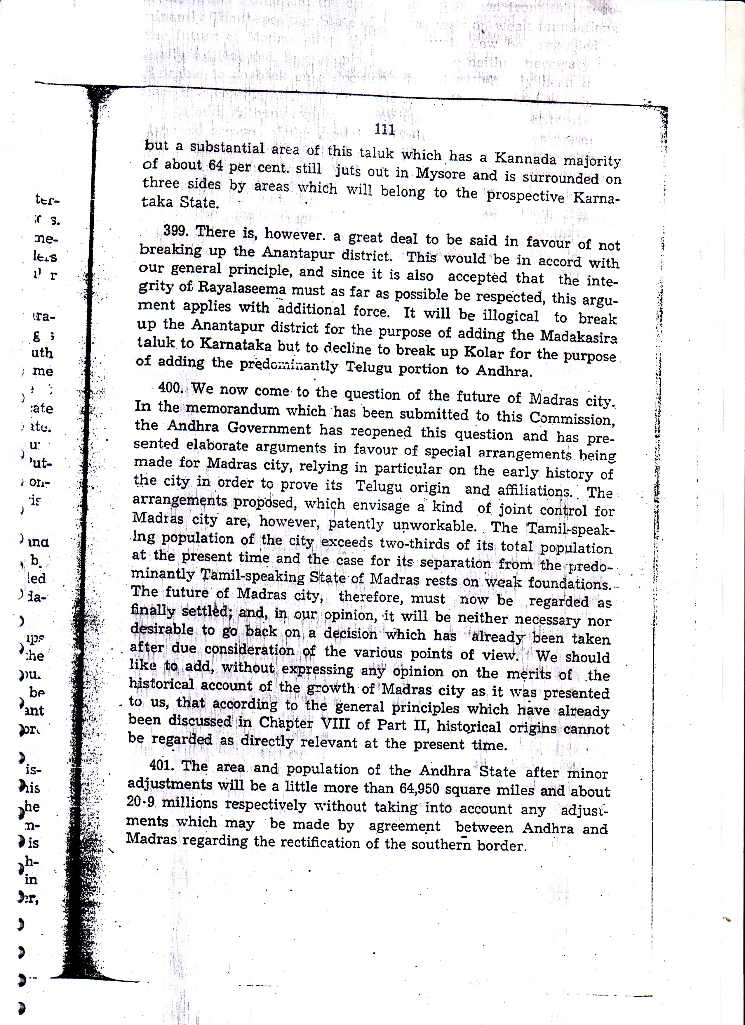 States Reorganisation Commission Para 398 to 401 States Reorganisation Commission Para 398 to 401