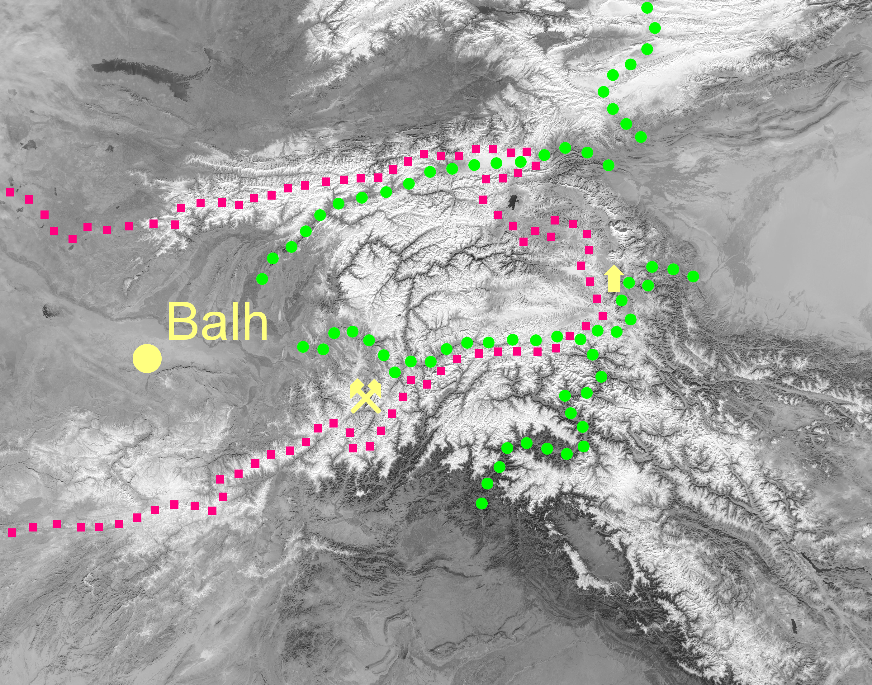 Balhara according to Acad. Suren T. Eremian’s reconstruction of the original map of Central Asia from the Armenian geographical atlas ‘Ashharatsuyts’.