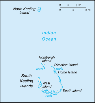An enlargeable map of the Australian Territory of Cocos (Keeling) Islands