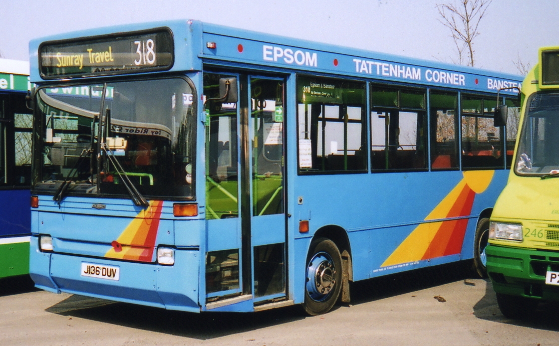 One of Sunray's two Dennis Dart/Plaxton Pointer 1s, branded for route 318.