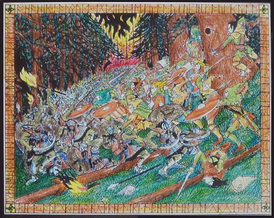 The Battle under the Trees - illustration by Tom Loback