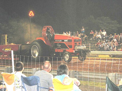 An alcohol-powered AGCO Allis pulling tractor.