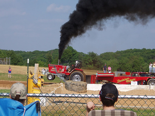 An IH pulling tractor