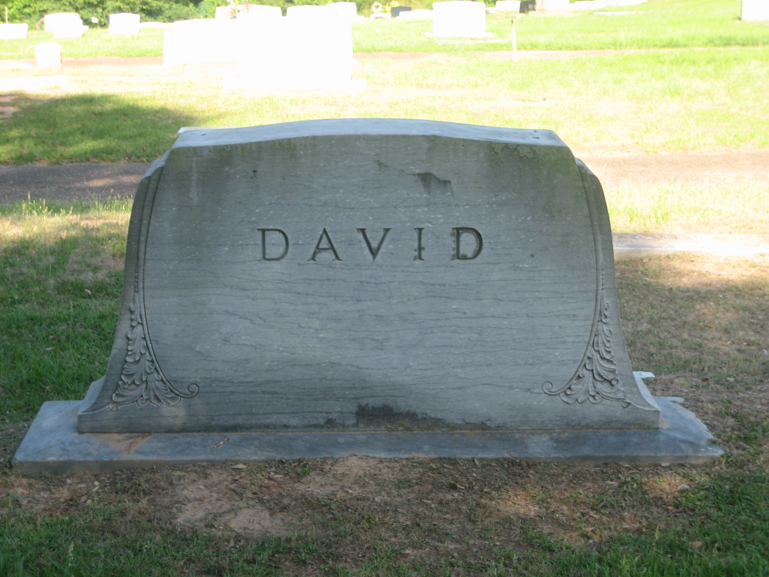 Grave marker of former Mayor John T. David at Minden Cemetery
