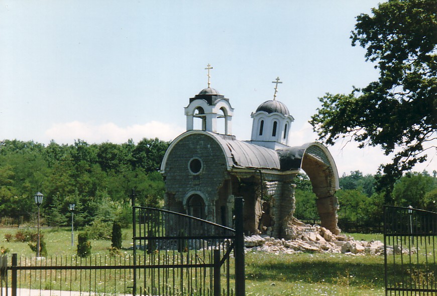 Razed Orthodox church in Kosovo