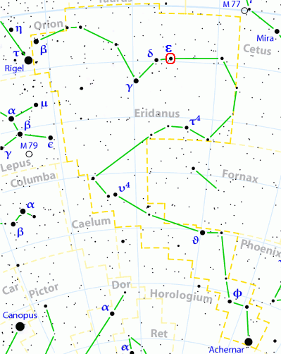 The position of ε Eridani