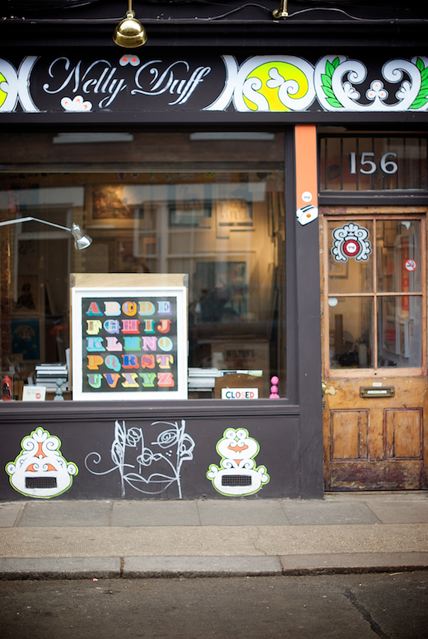 Nelly Duff storefront, Columbia Road market, London.