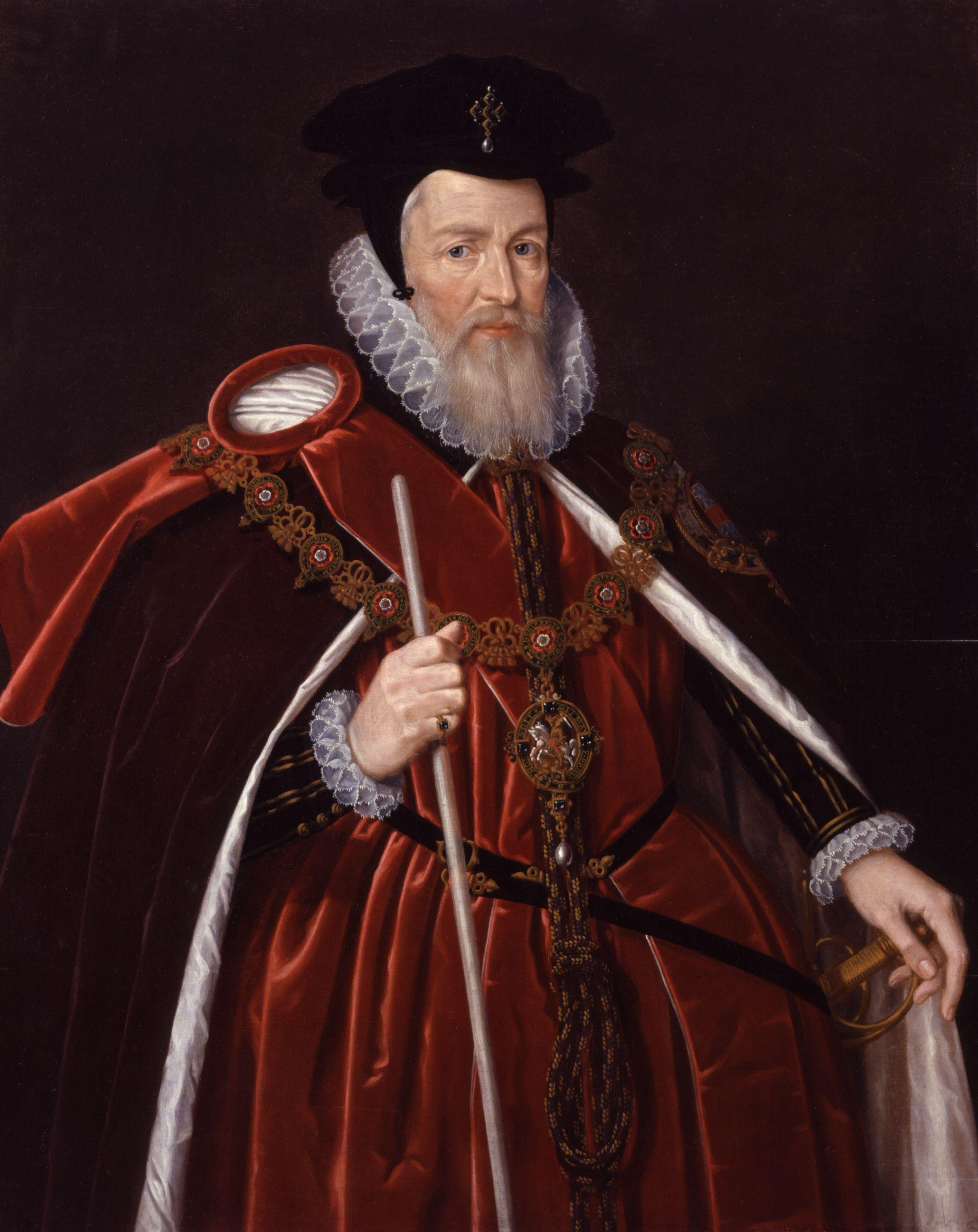 William Cecil (Lord Burghley), Oxford's guardian and father-in-law, and Queen Elizabeth's most trusted advisor. Oxfordians believe Polonius is based on Burghley.