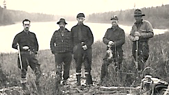 Dave Jackson (on right) with a 1941 hunting party on Umsaskis Lake.
