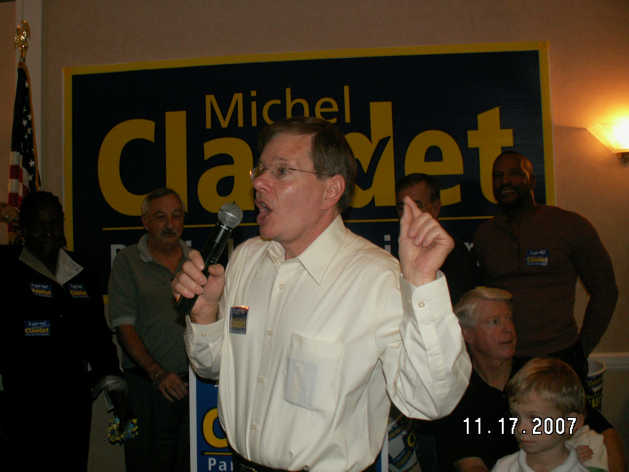 Claudet giving victory speech on election night Claudet giving victory speech on election night
