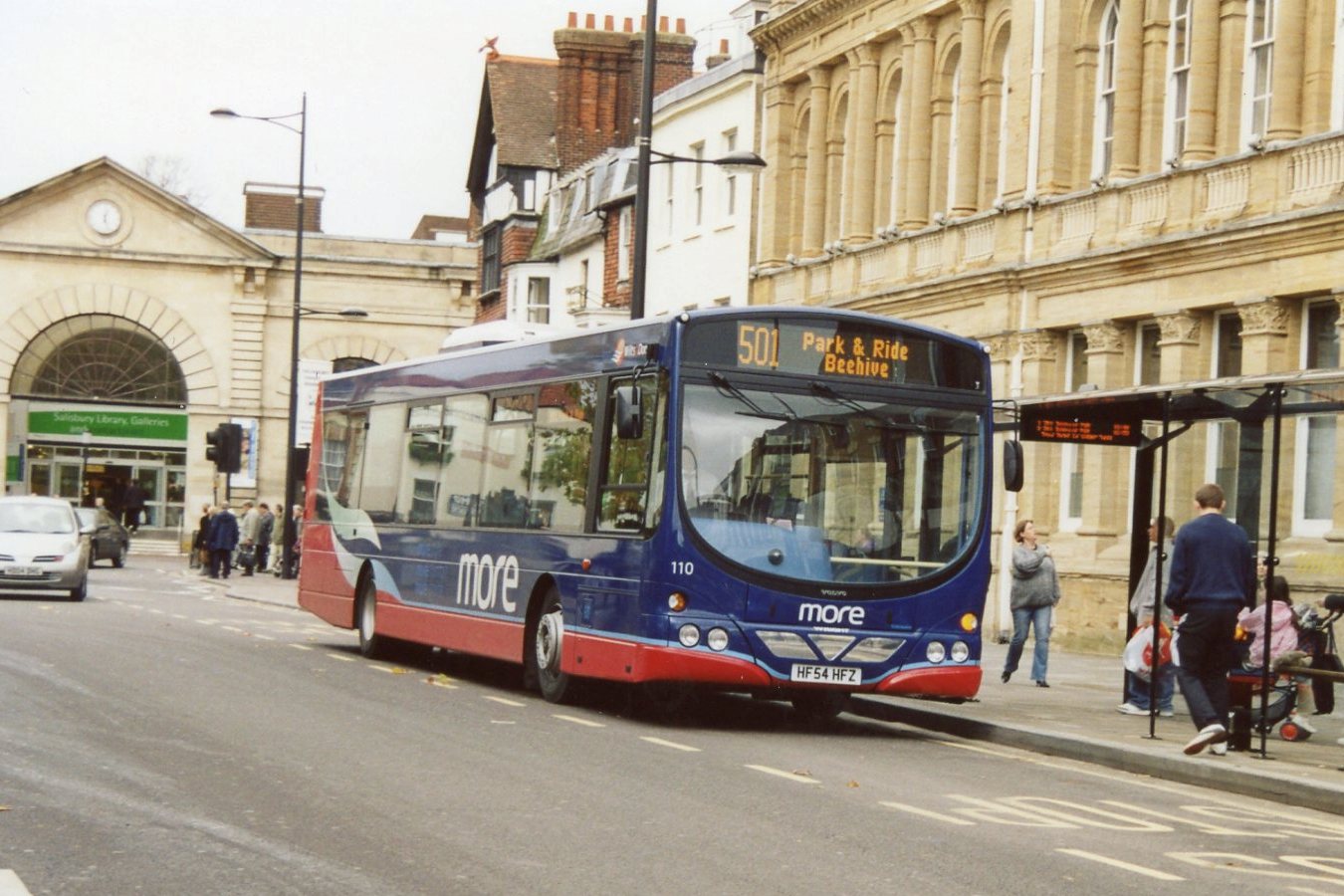 'More' branded Volvo B7RLE 110 working Park and Ride route 501 in October 2004, prior to the launch of the 'more' routes.
