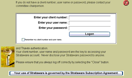 Strataware Version 1 Login Screen Strataware Version 1 Login Screen