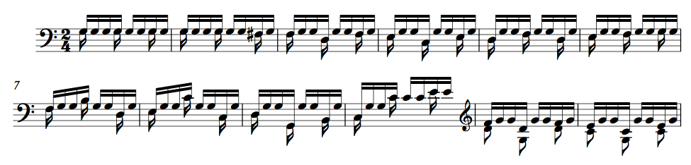 The first 11 bars of the ''Rumba Toccata