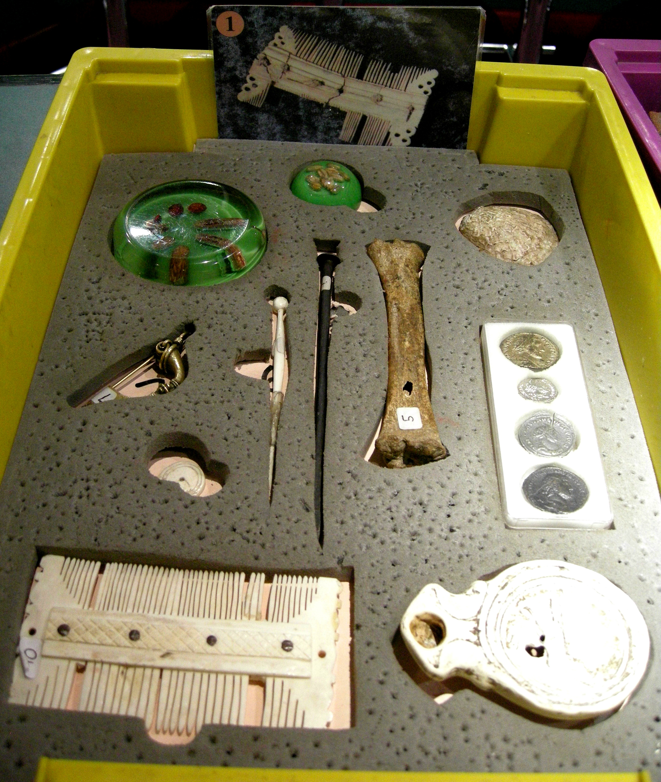 Interactive education with real artefacts at Roman Museum for children to handle: who lived in the mosaic house?