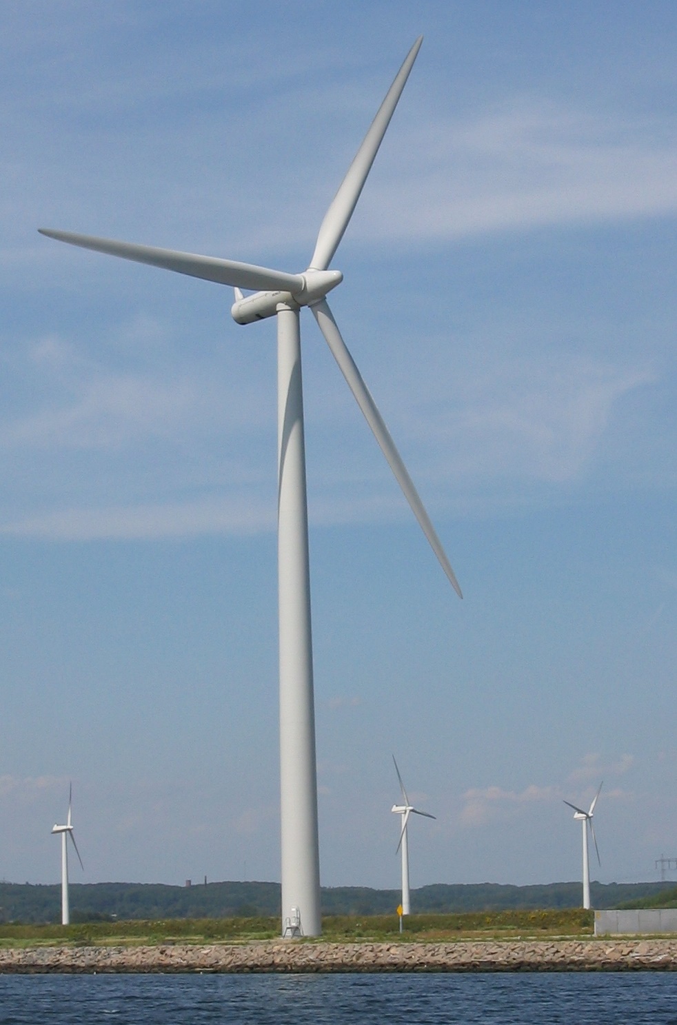 Wind turbines near Aalborg, Denmark. Renewable energy projects which have been common sources for carbon offsets