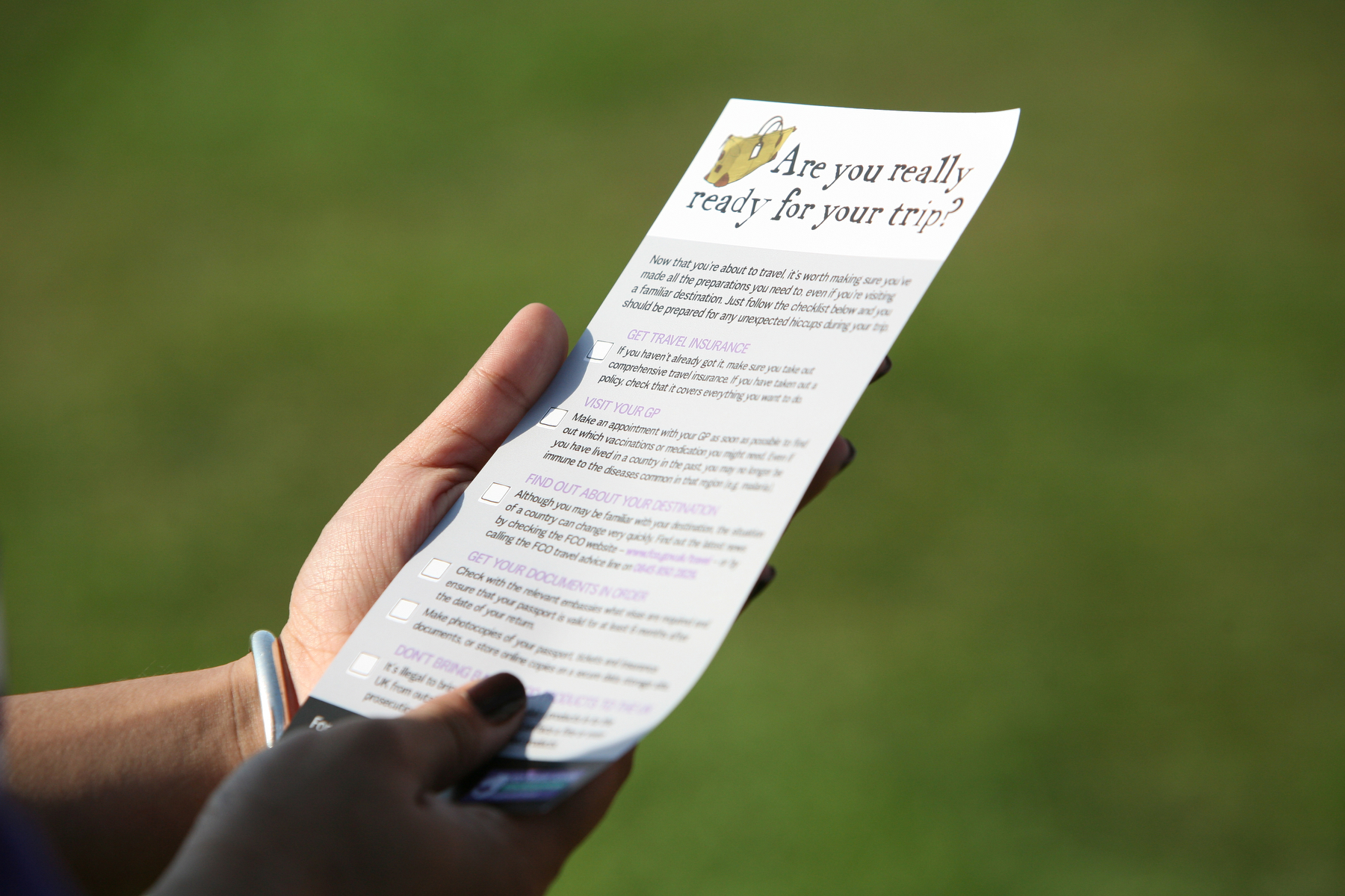A Know Before You Go leaflet containing key messages